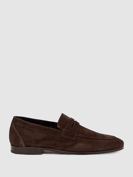 Suede Slip On Loafers in Chocolate (213981) | £125