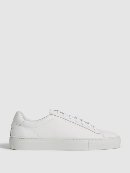 Lace Up Leather Trainers in White (223173) | £128