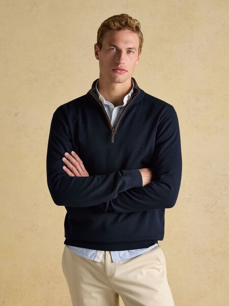 Hillside Navy Blue Quarter Zip Knitted Jumper (226567) | £49.50