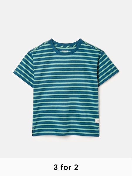 Laundered Stripe Teal/Navy Short Sleeve Stripe T-Shirt (238767) | £12.95 - £14.95