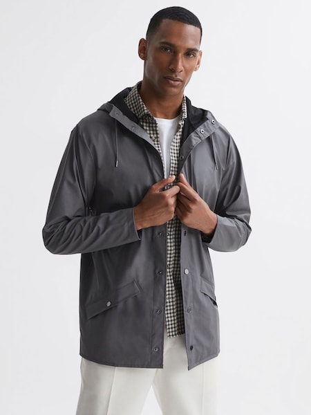 Rains Unisex Hooded Raincoat Jacket in Grey (242530) | £79