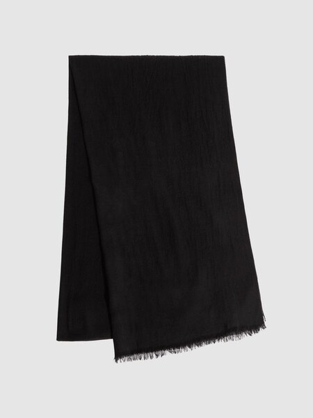 Wool-Cashmere Lightweight Scarf in Black (243451) | £48