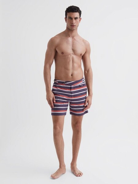 Hemingsworth Side Adjuster Striped Swim Shorts in Purple (256809) | £98