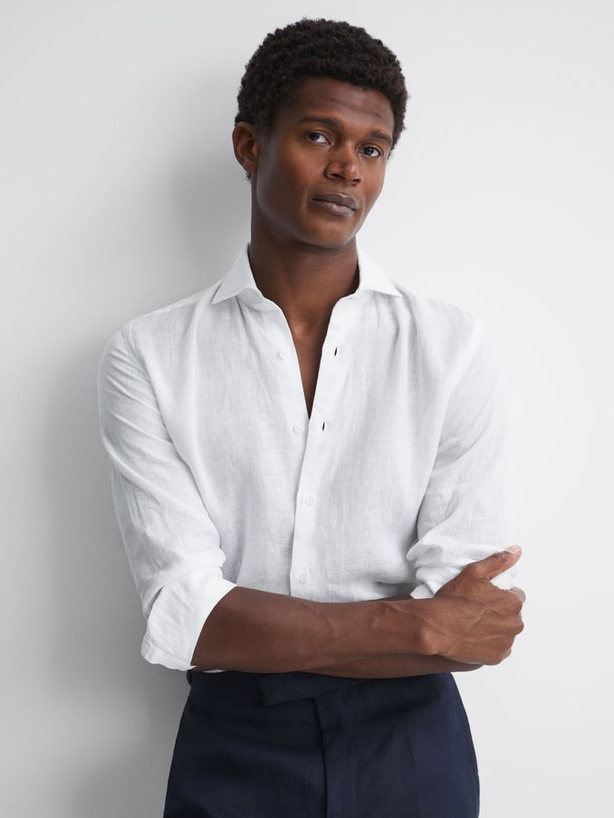 Men s Linen Shirts Regular Slim Fit Linen Shirts REISS