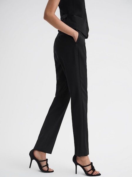Slim Fit Satin Stripe Suit Trousers in Black (281938) | £78