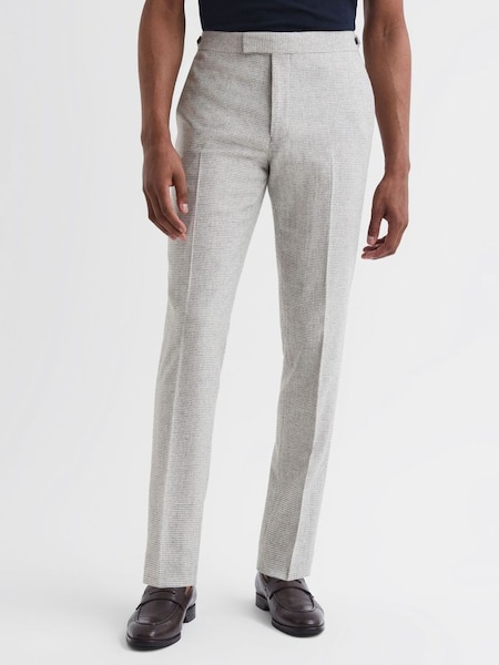 Wool Blend Puppytooth Trousers in Soft Grey (285821) | £70
