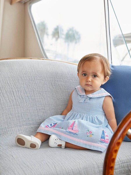 Blue Sailboat Baby Dress With Knickers (290222) | £16