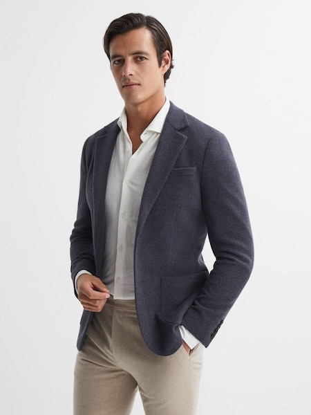 Modern Fit Wool Blend Single Breasted Blazer in Airforce Blue (298749) | £190