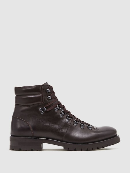 Leather Hiking Boots in Dark Brown (2VW545) | £125
