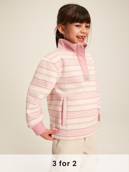 Girls' Burnham Pink Stripe Funnel Neck Sweatshirt (301238) | £39.95 - £42.95