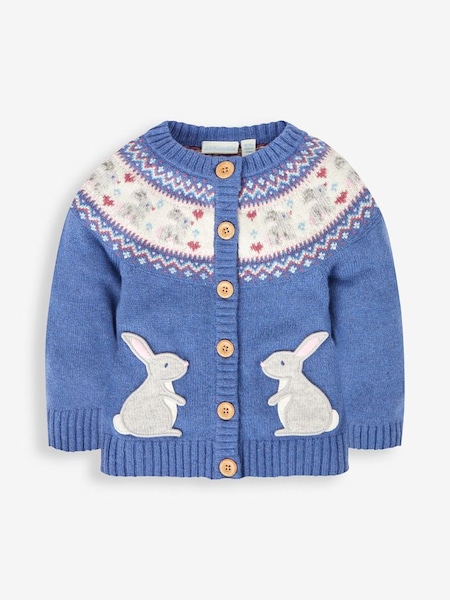 Denim Blue Bunny Fair Isle Cardigan (302521) | £28