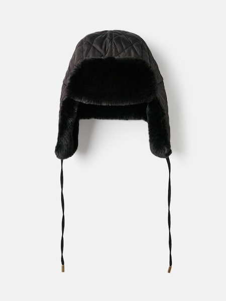 Eira Black Faux Fur Lined Quilted Trapper Hat (307550) | £29.95