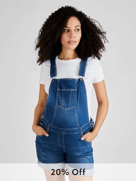 Short Maternity Dungarees in Mid Wash (309565) | £39