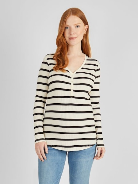 Cream Stripe Ribbed Jersey Maternity Top (310914) | £12