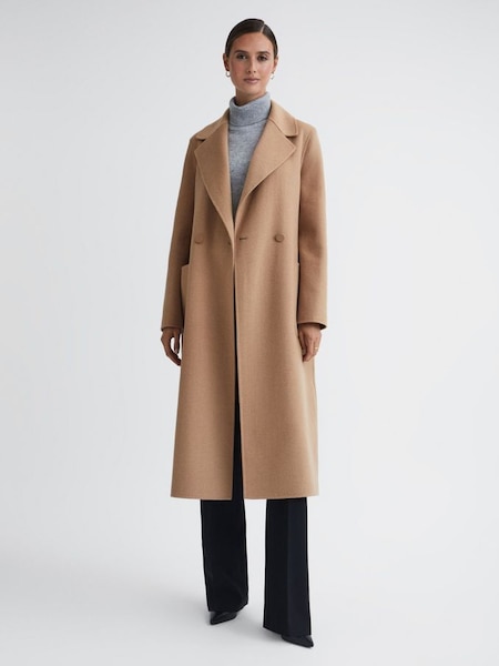 Long Wool Blend Blindseam Coat in Camel (314852) | £348