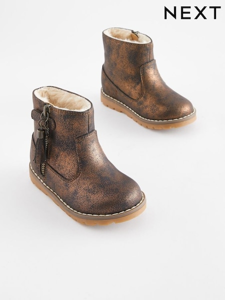 Next Bronze Brown Warm Lined Tassel Detail Zip Boots (321349) | £27 - £31