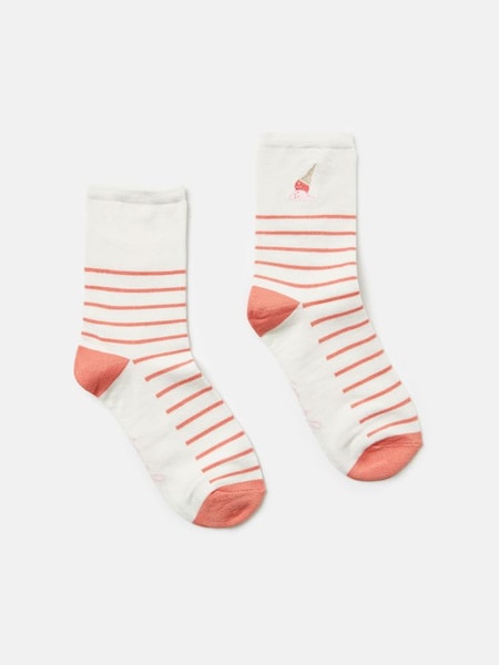 Embroidered Red/White Ankle Socks (321730) | £7.95