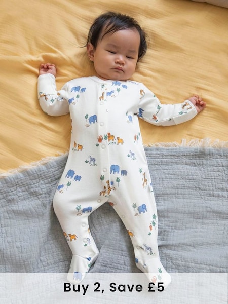 Cream Safari Woodland Print Sleepsuit (325547) | £20