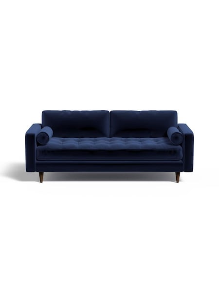 Scott 3 Seater Sofa in Matt Velvet Navy Blue (337875) | £1,050