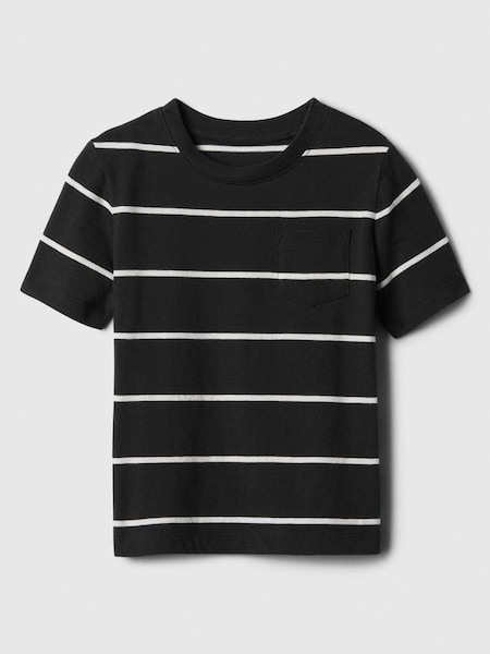Black Crew Neck Pocket Short Sleeve Stripe T-Shirt (340278) | £8