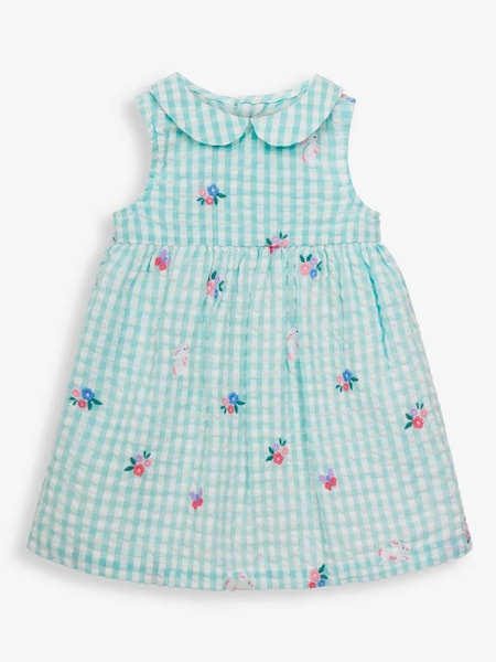 Embroidered Baby Dress with Knickers in Duck Egg (345226) | £26