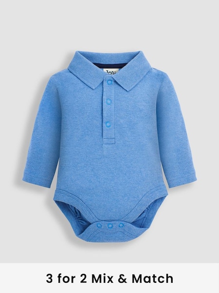 Blue Plain Long Sleeve Polo Shirt Bodysuit (346494) | £13