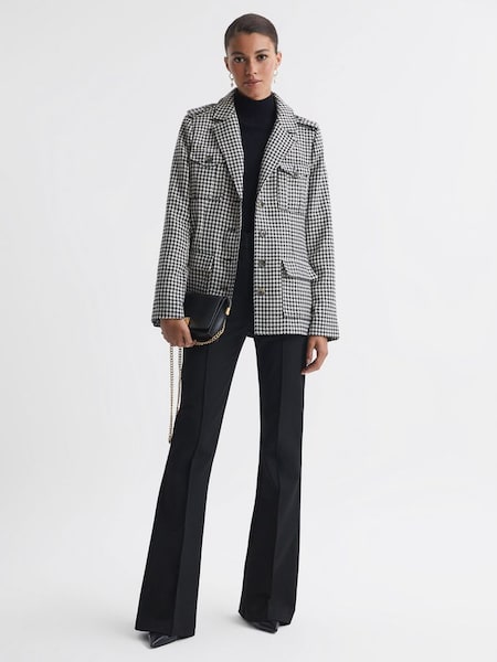 Paige Dogtooth Single Breasted Jacket in Black/Ecru (349920) | £248