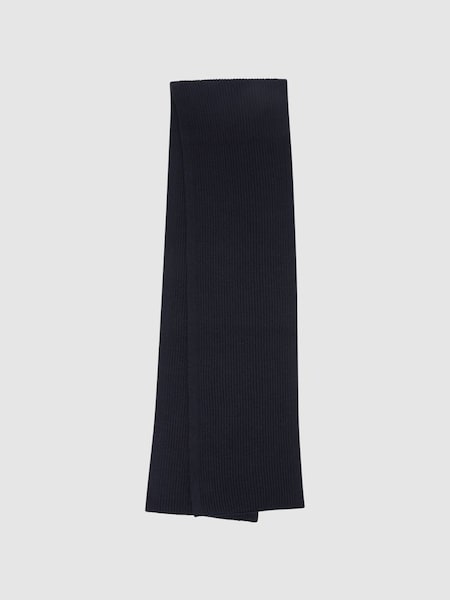 Merino Wool Ribbed Scarf in Navy (350627) | £38