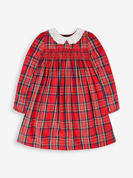 Red Girls' Tartan Smocked Party Dress (351051) | £36