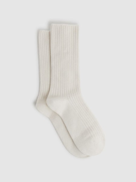 Ribbed Wool Blend Socks in Grey Marl (353215) | £15