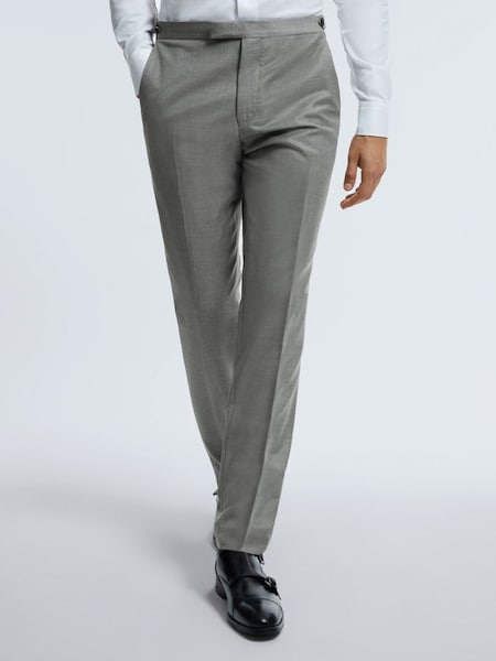 Atelier Wool Cashmere Blend Slim Fit Trousers in Grey Melange (356688) | £298