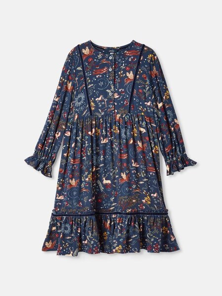 Harriet Navy Blue Long Sleeve Dress with Frilled Details (365315) | £32.95 - £38.95