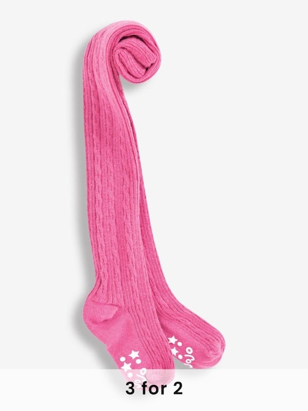 Pink Cable Knit Tights - Jefferies Socks – Jojo Mommy