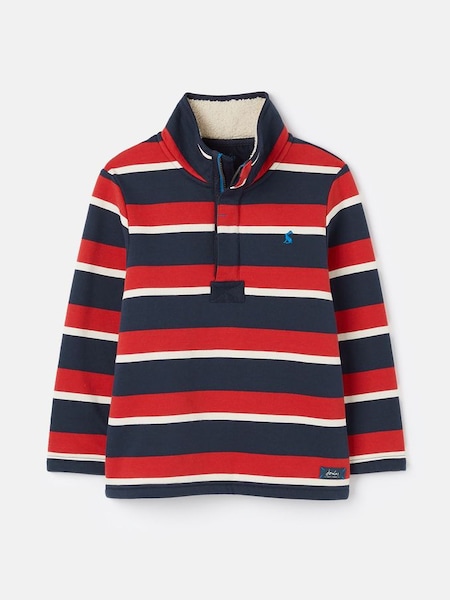 Winter Dale Red/Navy Quarter Zip Sweatshirt with Fleece Lining (371961) | £32.95 - £38.95