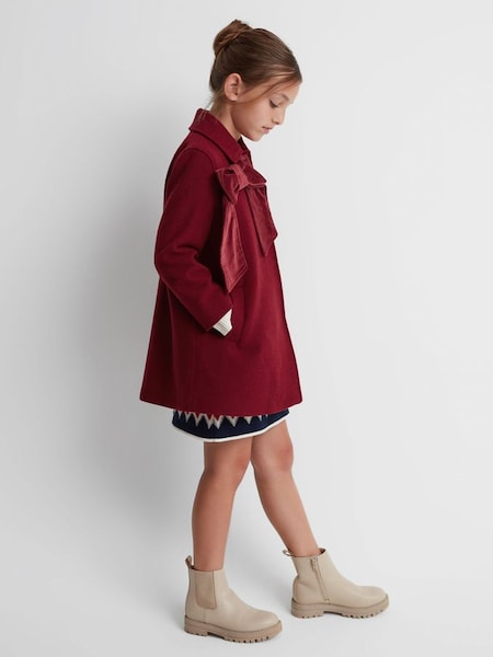 Senior Wool Blend Bow Coat in Red (372653) | £128