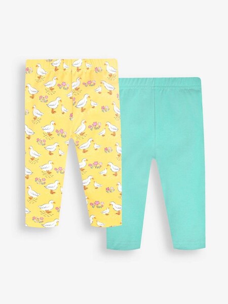 Yellow 2-Pack Duck Print & Duck Egg Cropped Leggings (374553) | £9