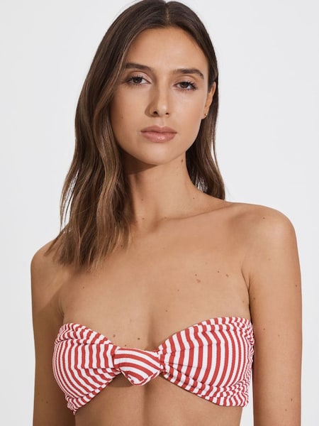 FELLA Bandeau Knot Bikini Top in Red Stripe (374888) | £130