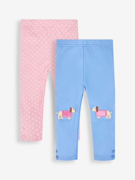 Blue Sausage Dog & Pink/Cream Spot Girls' 2-Pack Leggings (387427) | £21