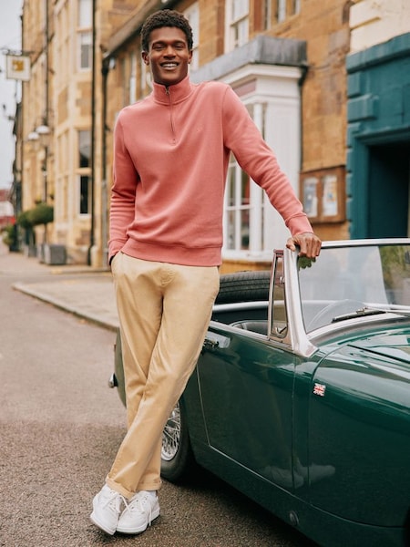 Alistair Pink Quarter Zip Cotton Sweatshirt (402505) | £49.95