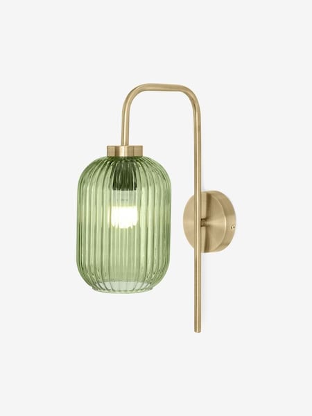 Briz Antique Brass Wall Lamp in Green (405707) | £79