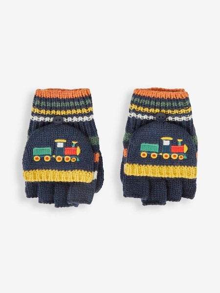 Navy Boys' Train Striped Gloves (410055) | £15.50