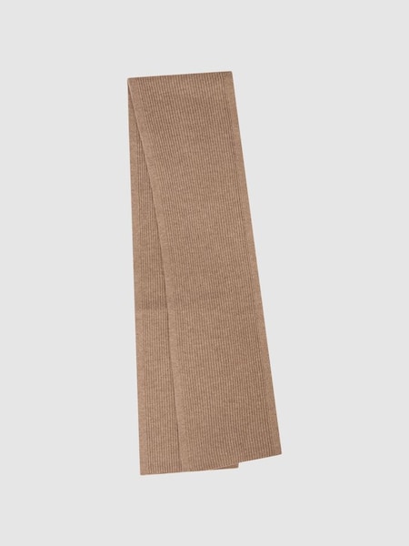 Merino Wool Ribbed Scarf in Camel (410639) | £38