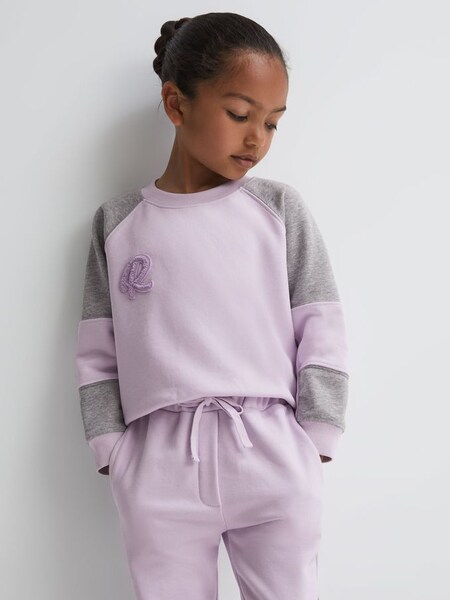 Junior Colourblock Motif Jersey Sweatshirt in Lilac (413599) | £30