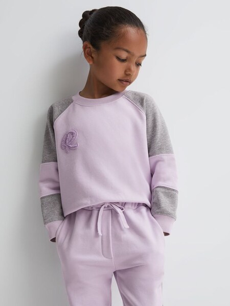 Junior Colourblock Motif Jersey Sweatshirt in Lilac (413599) | £20