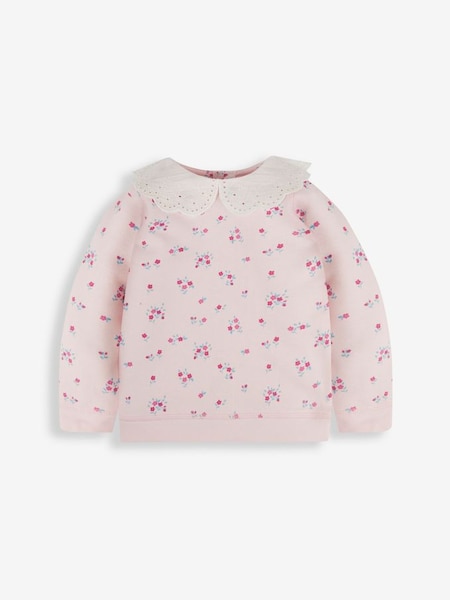 Pink Girls' Hedgerow Floral Sweatshirt With Broderie Collar (417784) | £22