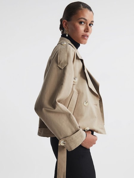 Meotine Cropped Trenchcoat in Beige (420127) | £330