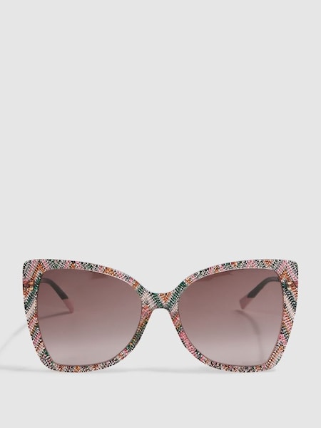 Missoni Eyewear Oversized Cat Eye Sunglasses in Pink/Green (424436) | £249