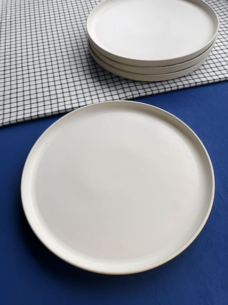 Curateology Set of 4 Light Grey LoHo Reactive Glaze Dinner Plates (424885) | £59