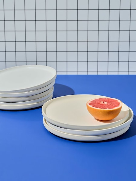 Curateology Set of 4 Ivory LoHo Reactive Glaze Dinner Plates (424962) | £59