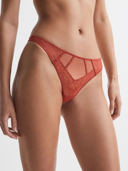 Calvin Klein Underwear Lace Thong in Cinnabar (425125) | £20